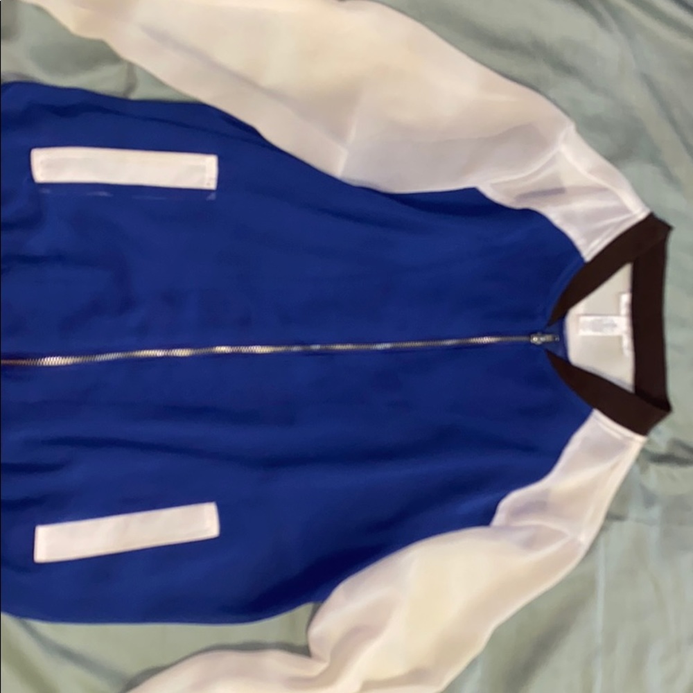 Sheer color blocked bomber